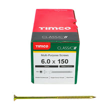 Load image into Gallery viewer, TIMCO Classic Multi-Purpose Countersunk Gold Woodscrews - 6.0 x 150 Box OF 100 - 60150CLAF