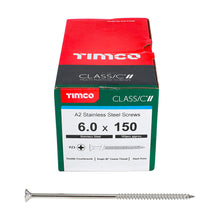 Load image into Gallery viewer, TIMCO Classic Multi-Purpose Countersunk A2 Stainless Steel Woodcrews - 6.0 x 150 Box OF 100 - 60150CLASS