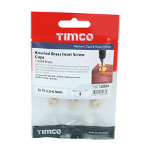 Load image into Gallery viewer, TIMCO Knurled Brass Inset Screw Cup - To fit 4.0, 4.2, 4.5 Screw TIMpac OF 8 - 725584