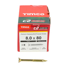 Load image into Gallery viewer, TIMCO C2 Clamp-Fix Multi-Purpose Premium Countersunk Gold Woodscrews - 8.0 x 80 Box OF 100 - 80080C2C