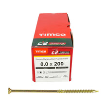 Load image into Gallery viewer, TIMCO C2 Clamp-Fix Multi-Purpose Premium Countersunk Gold Woodscrews - 8.0 x 200 Box OF 50 - 80200C2C