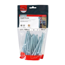 Load image into Gallery viewer, TIMCO Coach Screws Hex Head Silver - 8.0 x 100 TIMbag OF 40 - 08100CSCB