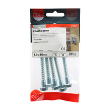 Load image into Gallery viewer, TIMCO Coach Screws Hex Head Silver - 8.0 x 80 TIMpac OF 5 - 0880CSCP