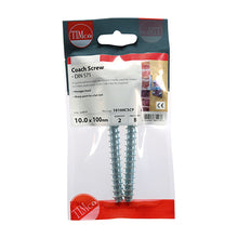 Load image into Gallery viewer, TIMCO Coach Screws Hex Head Silver - 10.0 x 100 TIMpac OF 2 - 10100CSCP