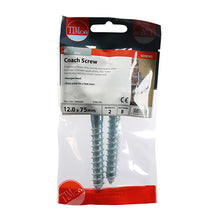 Load image into Gallery viewer, TIMCO Coach Screws Hex Head Silver - 12.0 x 75 TIMpac OF 2 - 1275CSCP