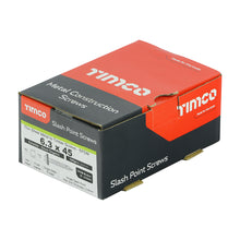 Load image into Gallery viewer, TIMCO Slash Point Sheet Metal to Timber Screws Exterior Silver with EPDM Washer - 6.3 x 45 Box OF 100 - DS45W16B