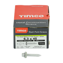 Load image into Gallery viewer, TIMCO Slash Point Sheet Metal to Timber Screws Exterior Silver with EPDM Washer - 6.3 x 100 Box OF 100 - DS100W16B