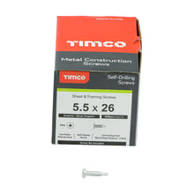 Load image into Gallery viewer, TIMCO Self-Drilling Metal Framing Low Profile Pancake Head Exterior Silver Screws - 5.5 x 26 Box OF 500 - FP26