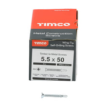 Load image into Gallery viewer, TIMCO Self-Drilling Wing-Tip Steel to Timber Light Section Silver Screws - 5.5 x 100 Box OF 100 - LW100B