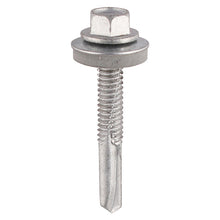 Load image into Gallery viewer, TIMCO Self-Drilling Heavy Section Screws Exterior Silver with EPDM Washer - 5.5 x 32 Box OF 100 - H32W16B