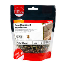 Load image into Gallery viewer, TIMCO Solo Countersunk Gold Woodscrews - 4.0 x 30 TIMbag OF 430 - 40030CHYB