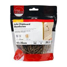 Load image into Gallery viewer, TIMCO Solo Countersunk Gold Woodscrews - 4.0 x 35 TIMbag OF 380 - 40035CHYB