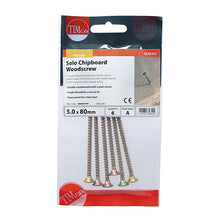 Load image into Gallery viewer, TIMCO Solo Countersunk Gold Woodscrews - 5.0 x 80 TIMpac OF 6 - 50080CHYP