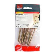 Load image into Gallery viewer, TIMCO Solo Advanced Hex Head Gold Coach Woodscrews - 6.0 x 70 TIMpac OF 10 - 670SCSYP
