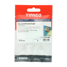 Load image into Gallery viewer, TIMCO Threaded Screw Caps Solid Brass Satin Brass - 12mm TIMpac OF 4 - TSC12SBP