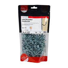 Load image into Gallery viewer, TIMCO Twin-Threaded Countersunk Silver Woodscrews - 10 x 21/2 TIMbag OF 160 - 10212CWZB