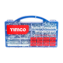 Load image into Gallery viewer, TIMCO Twin-Threaded Silver Woodscrews Tray - 1,140pcs Tray OF 1 - WOODTRAY