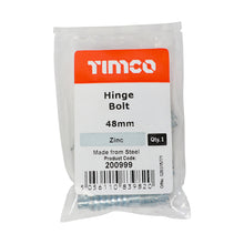 Load image into Gallery viewer, TIMCO Hinge Bolt Zinc - 48mm | Pack of 2