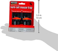 Load image into Gallery viewer, Pest-Stop PSSPT Sure-Set Plastic Mouse Trap, Black - TWIN PACK

