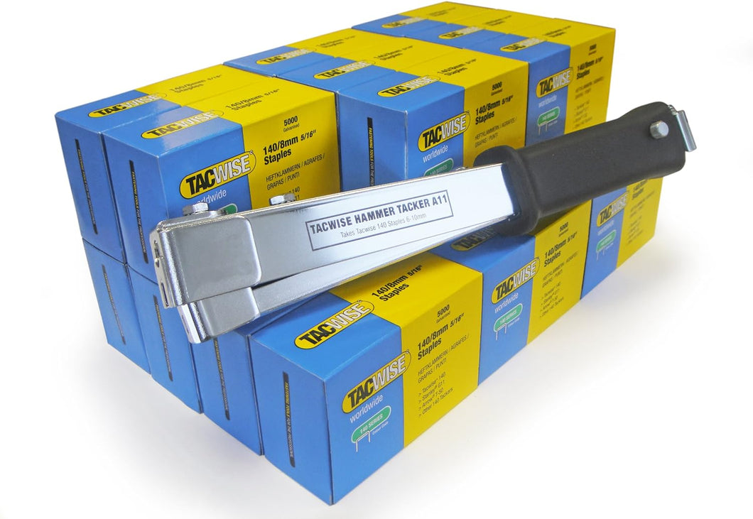 Tacwise 1185 A11 Hammer Tacker with 75,000 140/10mm Staples, Uses Type 140 / 6 - 10 mm Staples