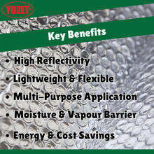 Load image into Gallery viewer, Yuzet Silver Multi-purpose Double Aluminium Bubble Insulation Foil. Loft, Wall, Home, Caravan, Attic, Garage, Roof, Radiator