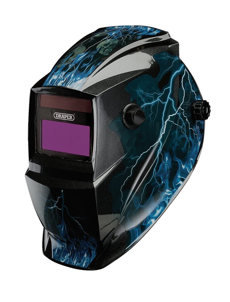 Draper AUTO VARIOSHADE WELDING HELMET 02514 Auto-Darkening Welding Helmet, Blue Skull