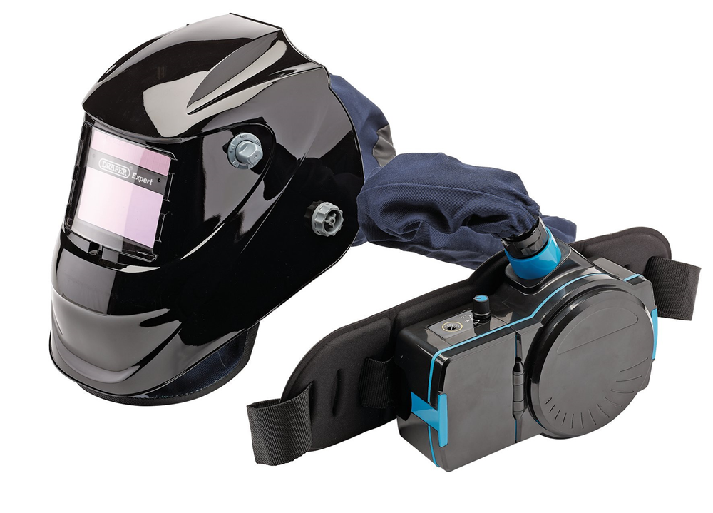 Draper PAPR AIR-FED WELDING HELMET 02518 Air-Fed PAPR Auto-Darkening Welding Helmet, Black
