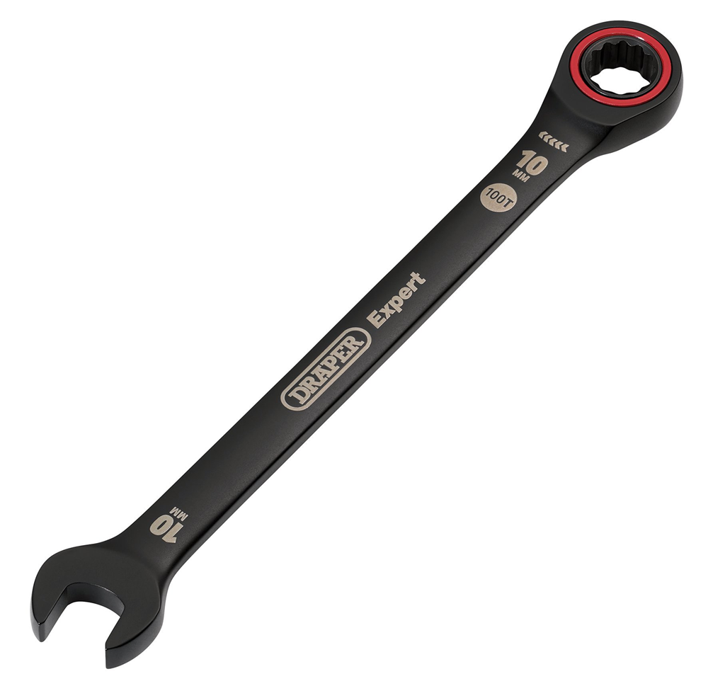 Draper 10.0MM RATCHETING SPANNER 03881 HI-TORQÂ® Metric Ratchet Combination Spanners, Black