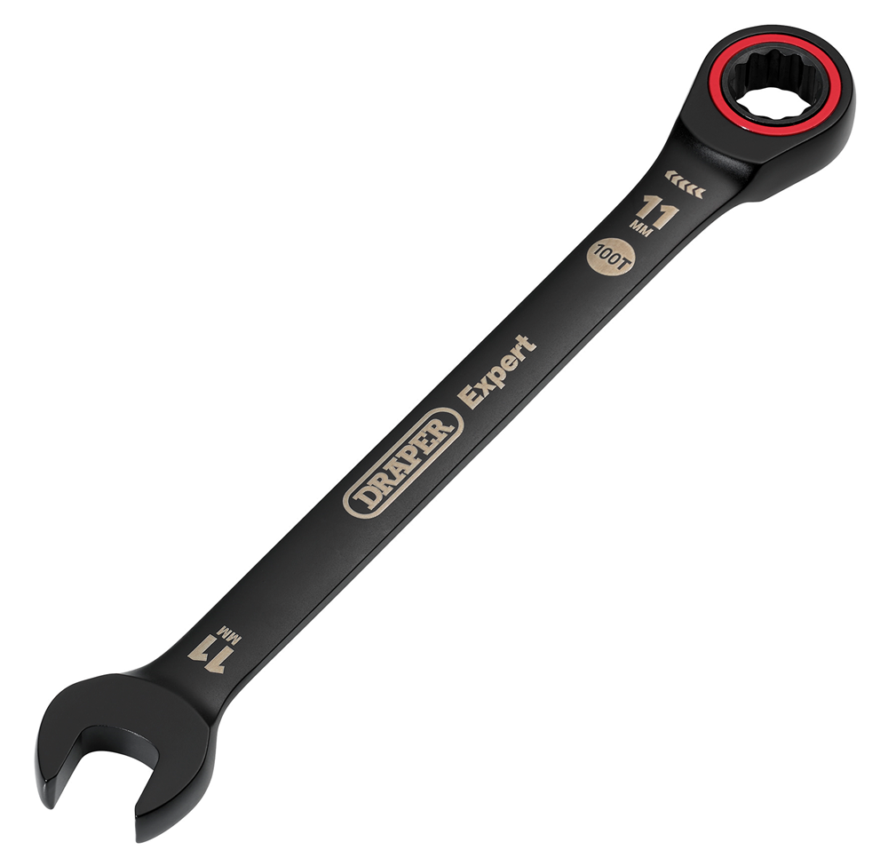 Draper 11.0MM RATCHETING SPANNER 03882 HI-TORQÂ® Metric Ratchet Combination Spanners, Black