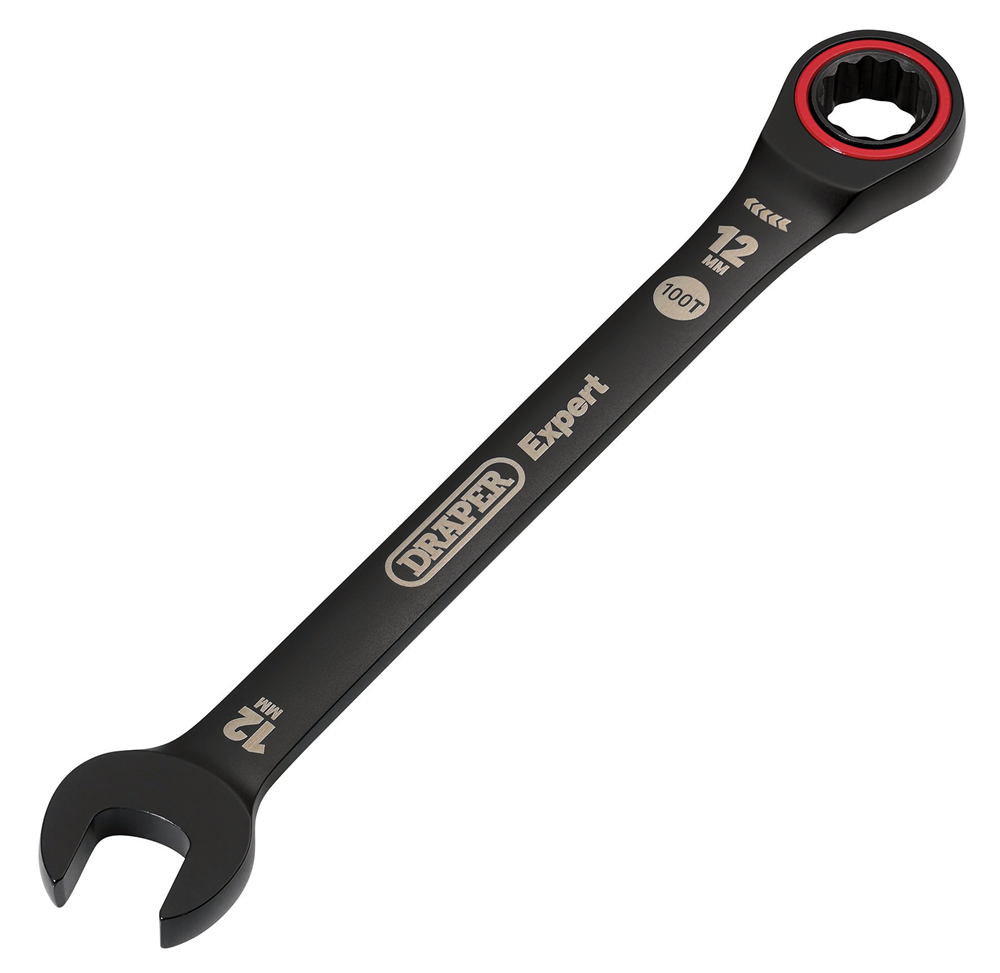 Draper 12.0MM RATCHETING SPANNER 03883 HI-TORQÂ® Metric Ratchet Combination Spanners, Black