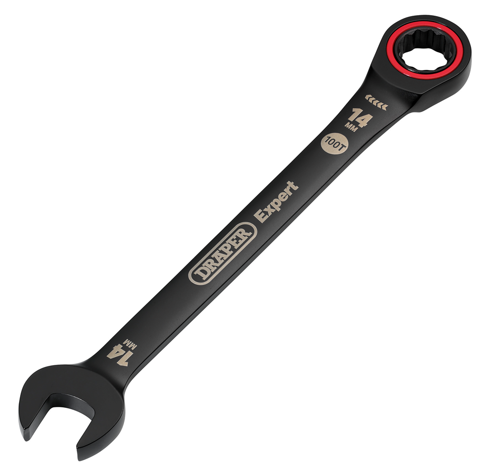 Draper 14.0MM RATCHETING SPANNER 03887 HI-TORQÂ® Metric Ratchet Combination Spanners, Black