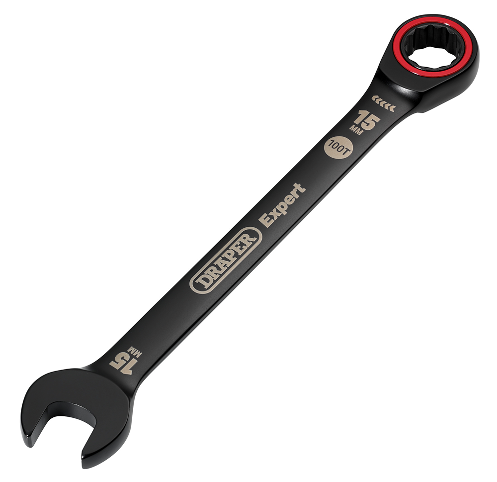 Draper 15.0MM RATCHETING SPANNER 03888 HI-TORQÂ® Metric Ratchet Combination Spanners, Black