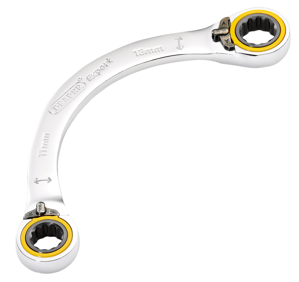 Draper 11X13MM HALF MOON RATCHET SPAN 03934 HI-TORQÂ® Double Ring Ratchet Half Moon Spanners