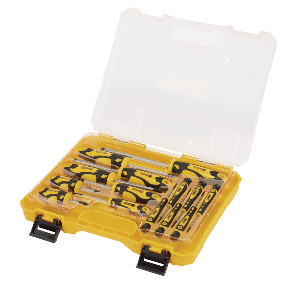 Draper 14PC S.DRIVER SET+CASE YELLOW 03988 Screwdriver Sets with Case (14 Piece)