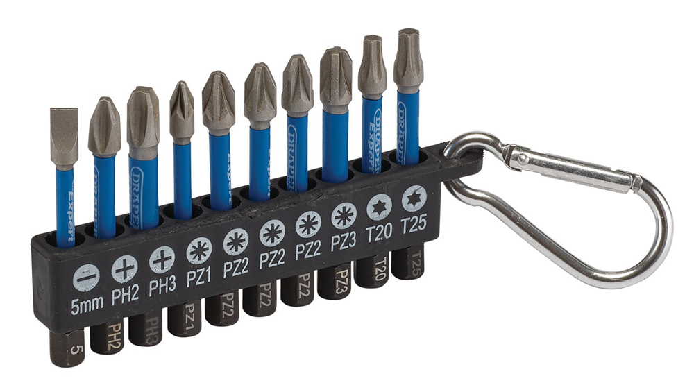 Draper 10PC IMPACT S/DRIVER SET 04933 Impact Screwdriver Bit Set, 50mm, 1/4