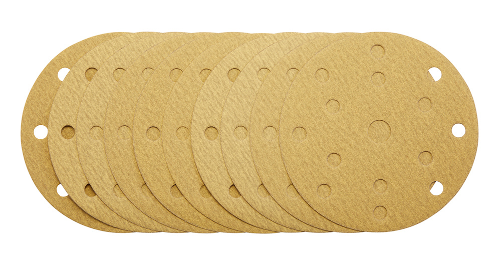Draper 150MM GOLD SAND DISC 180G 15DE 08475 Gold Sanding Discs with Hook & Loop, 150mm, 15 Dust Extraction Holes (Pack of 10)