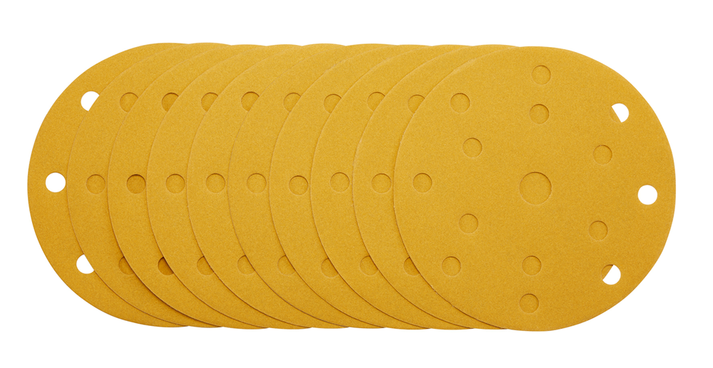 Draper 150MM GOLD SAND DISC 240G 15DE 08476 Gold Sanding Discs with Hook & Loop, 150mm, 15 Dust Extraction Holes (Pack of 10)