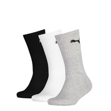 Load image into Gallery viewer, Puma Crew Socks Junior (3 Pairs)- Black,White,Grey- All sizes
