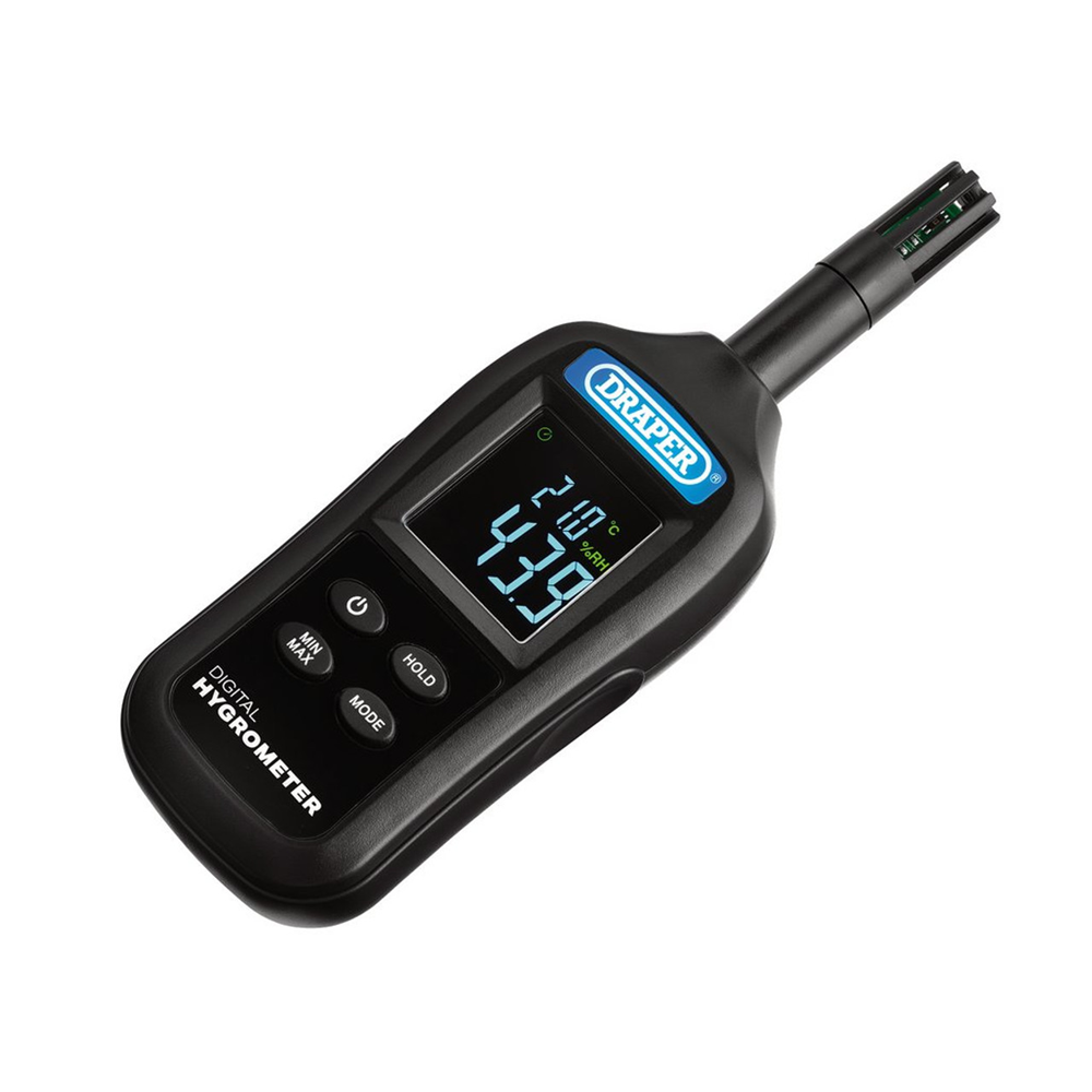 Draper DIGITAL HYGROMETER 12444 12444 Handheld Digital Hygrometer - Humidity and Temperature Meter, 0-100% RH and -20 to +70Â°C