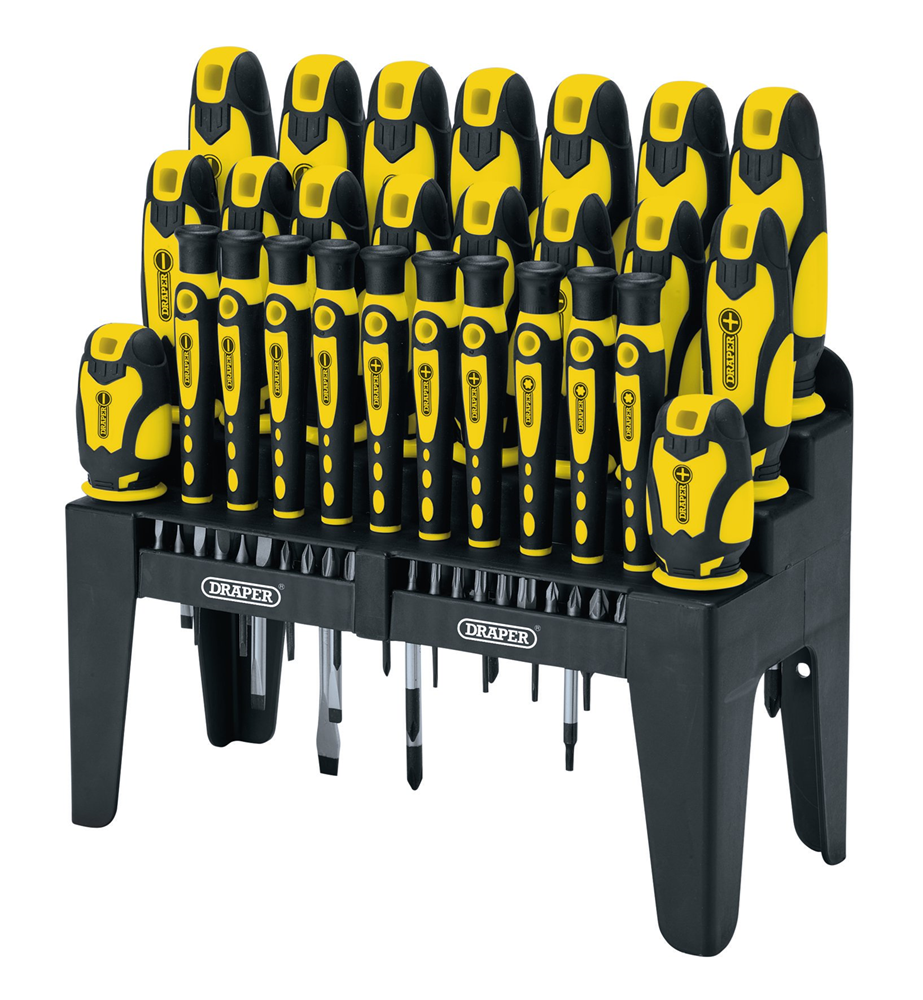 Draper 47PC S.DRIVER SET+CASE YELLOW 16824 16824 Soft Grip Screwdriver and Bit Set, Yellow (47 Piece)