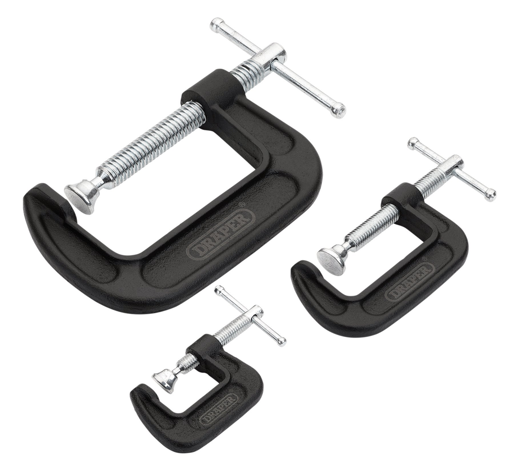 Draper G-CLAMP SET (3 PIECE) 18989 Heavy Duty G-Clamp Set (3 Piece)