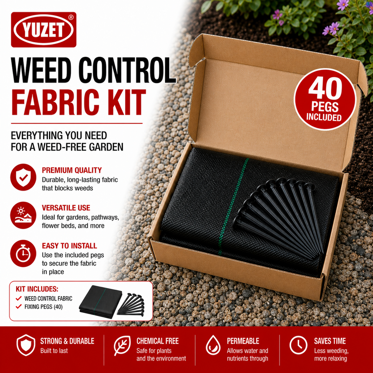 2m x 25m Heavy Duty Woven Weed Control Fabric Landscape Membrane with ...