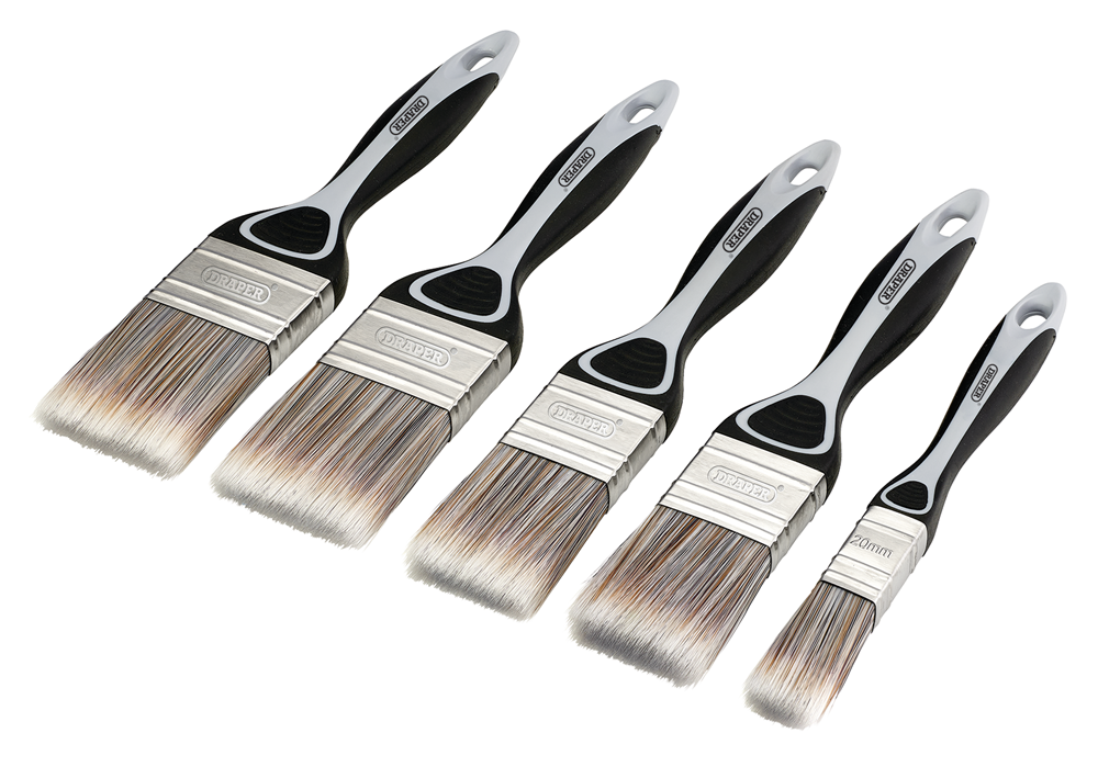 Draper 5PC PAINT BRUSH SET - FLAT Soft Grip Flat Paint Brush Set (5 Piece)
