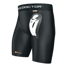 Load image into Gallery viewer, Shock Doctor Core Compression Short with Bio Flex Cup, Black White, All Sizes
