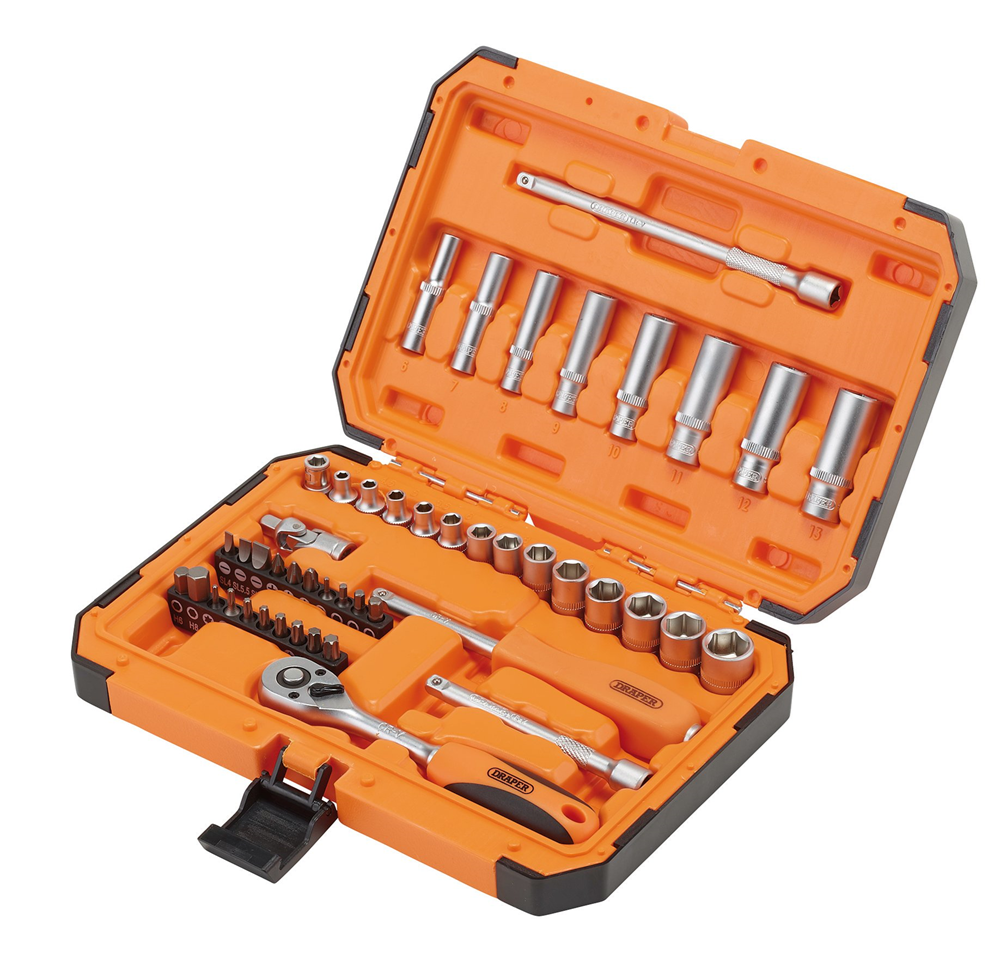 Draper 1/4 SOCKET SET 47PC 22109 22109 HI-TORQÂ® 6 Point Socket Set, 1/2