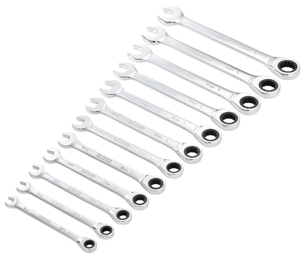 Draper 12PC RATCHETING SPANNER SET 27689 27689 HI-TORQÂ® Metric Ratchet Combination Spanner Set (12 Piece)