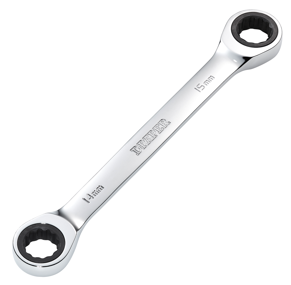 Draper 14X15 RATCHET RING SPANNER 27738 27738 HI-TORQÂ® Metric Double Ratchet Ring Spanner