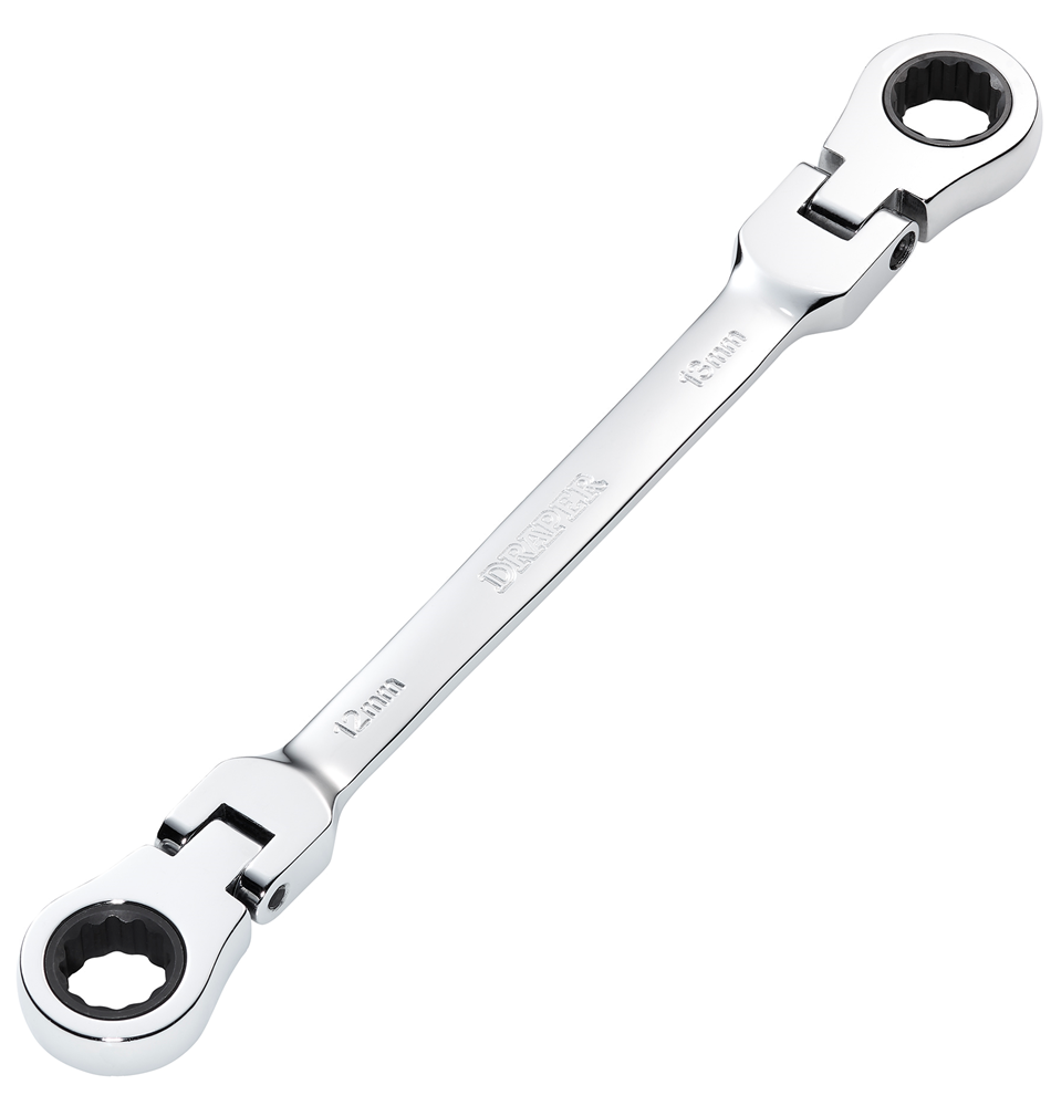 Draper 12X13 FLX RATCHET RING SPANNER 27746 27746 HI-TORQÂ® Metric Flexible Head Double Ring Ratchet Spanner
