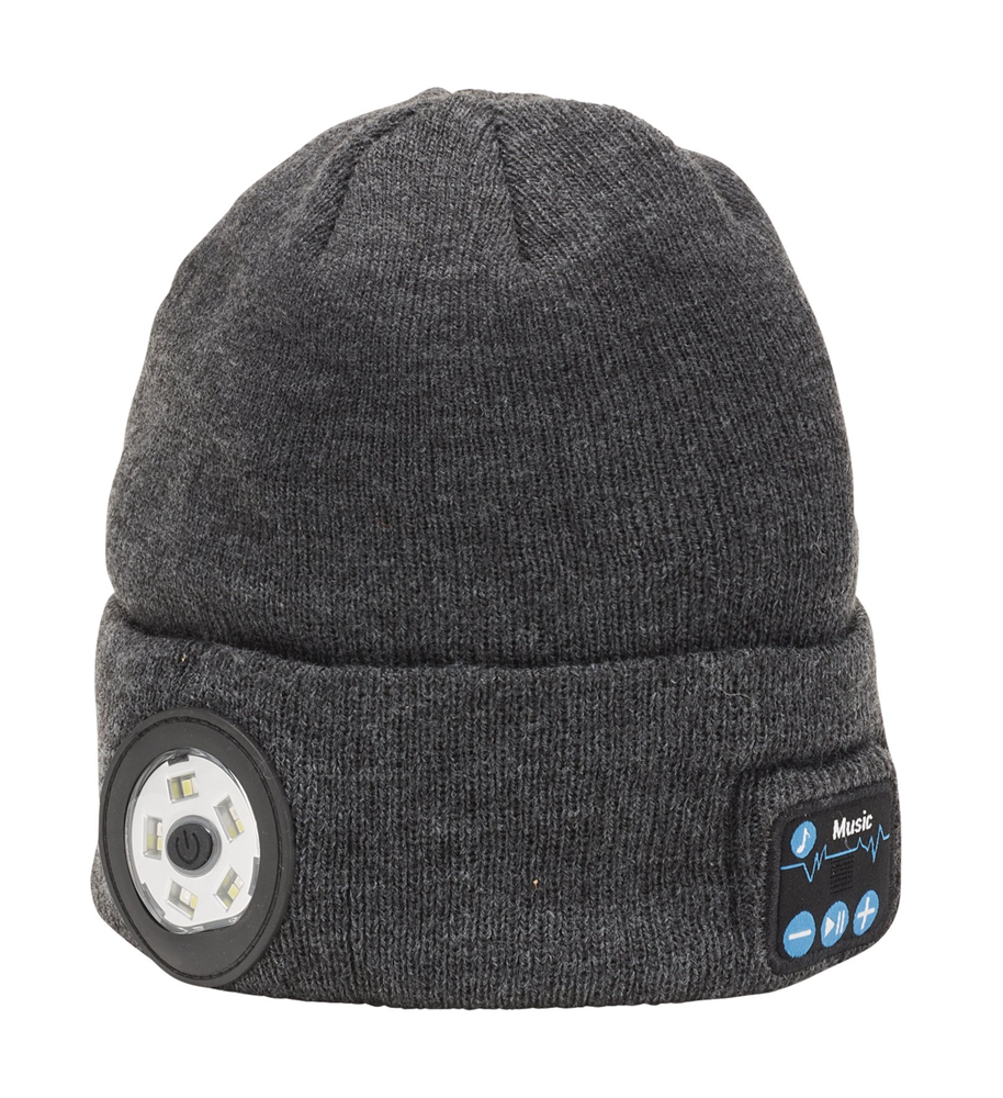 Draper BEANIE TORCH&HEADPHONES GREY 28351 28351 Smart Wireless Rechargeable Beanies with LED Head Torch