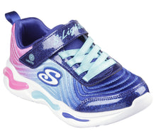 Load image into Gallery viewer, Skechers Wavy Beams Light Up Kids Shoe | Navy/Mint | All Sizes
